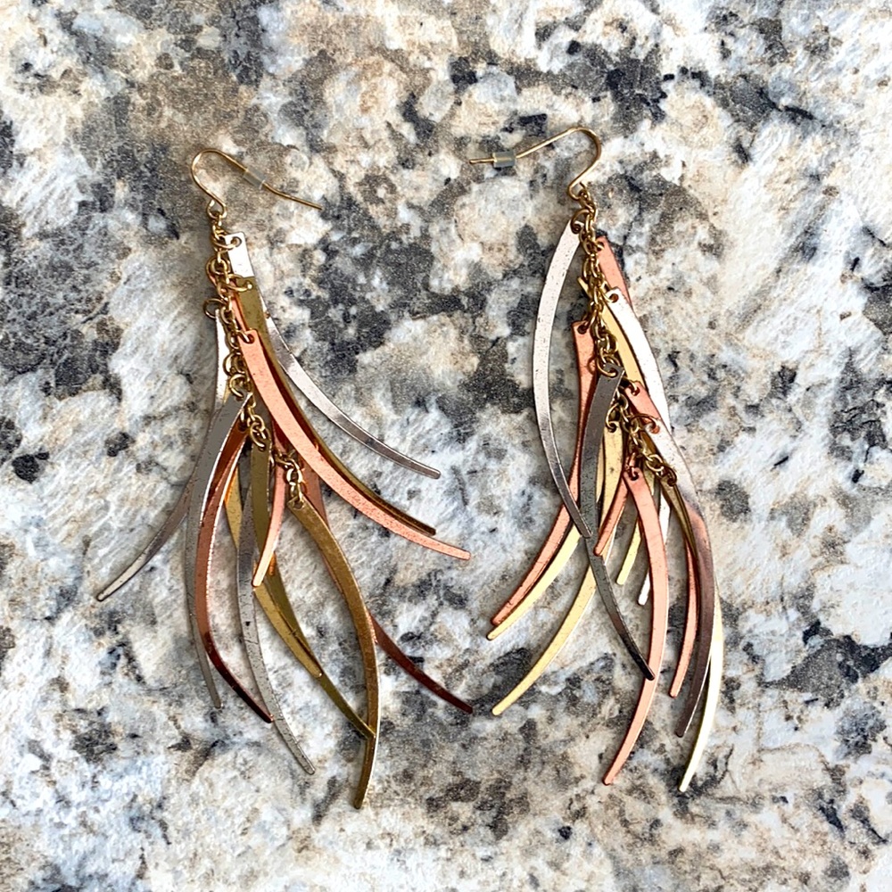 Tri-color metal earrings